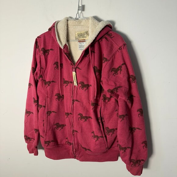EUC C.E. Schmidt Workwear Fit For Here Pink Womens Fleece Jacket M 10-12 Horses - Picture 1 of 3